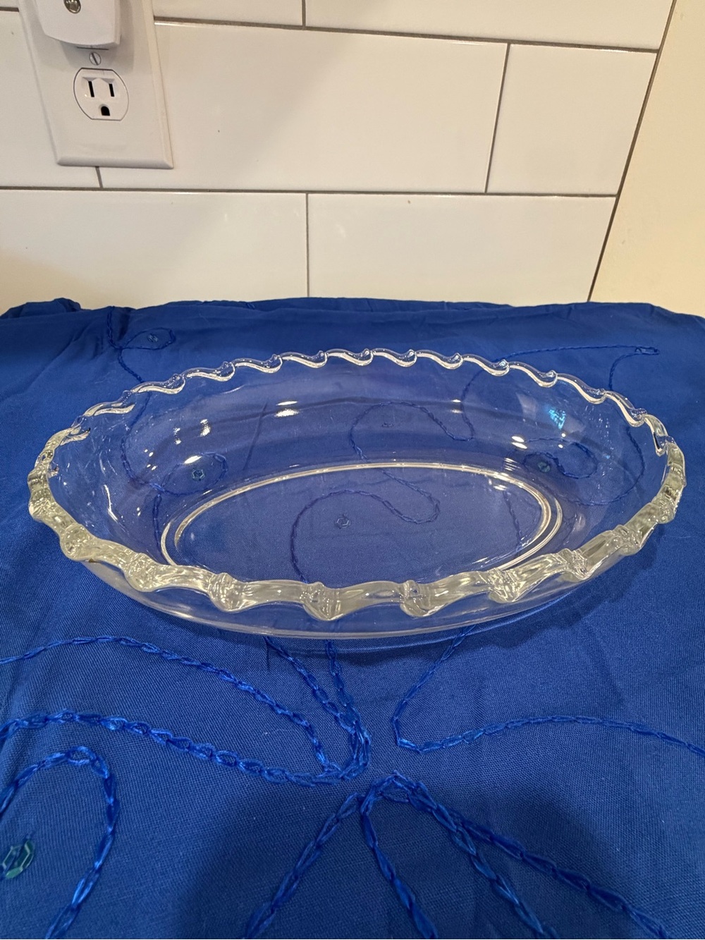Vintage - Fostoria “Century” pattern. Clear Serving Dish with Scalloped Edges.